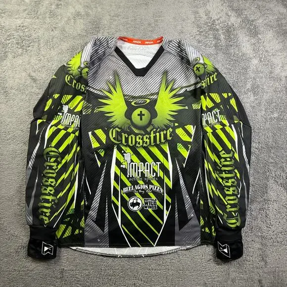 Raza Crossfire Impact Action Sports Paintball Jersey Mens L Green Black Padded - Picture 1 of 6